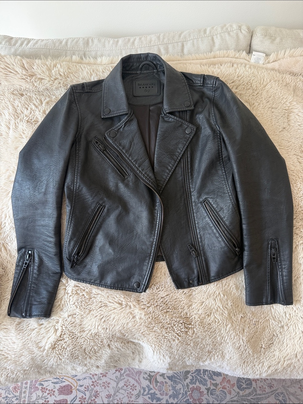 Blank NYC Black Asymmetrical Leather Biker Jacket